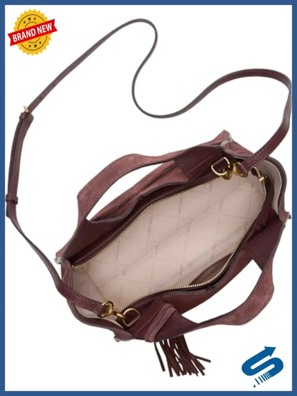 Leather Satchel Handbag with Zipper Closure, Shoulder Strap